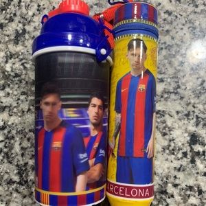 New Barcelona Real Madrid School Pencil Pouch and Water Bottle Set Messi